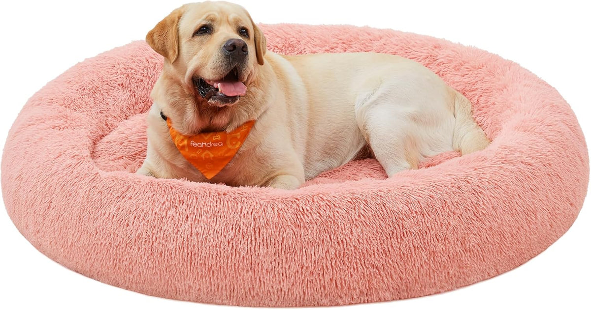 Feandrea Plush Donut Pet Bed with Centre Cushion