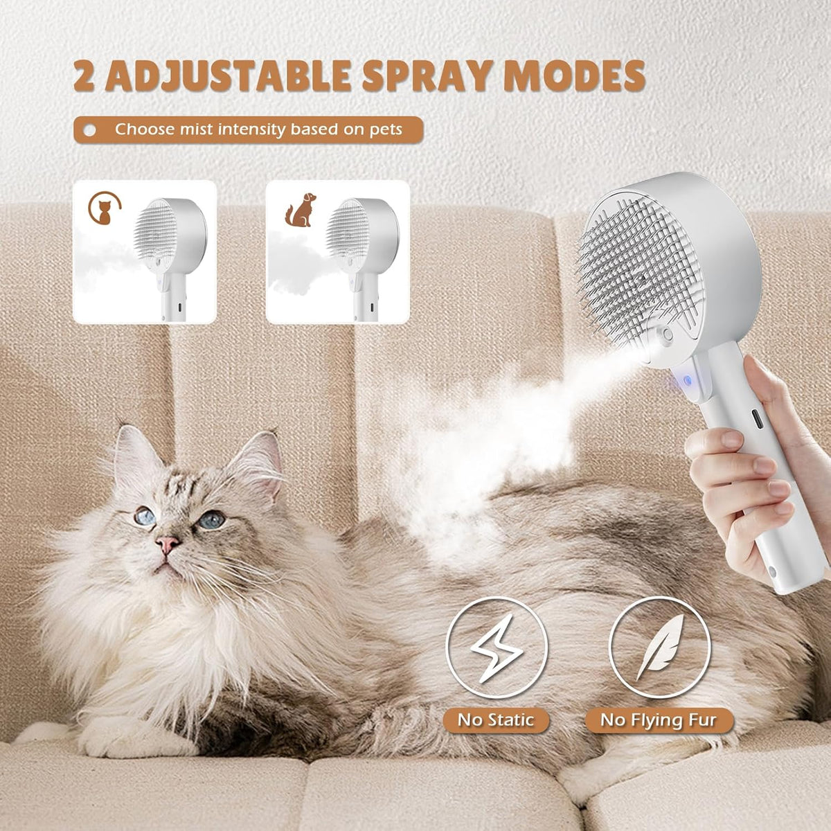 YEAHGO Pet Grooming Brush with Water Spray