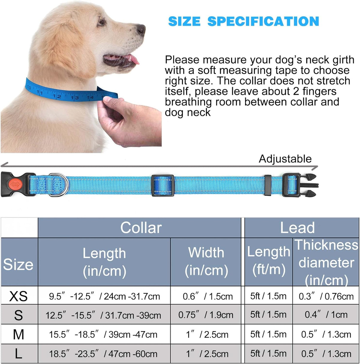 haapaw Reflective Dog Collar with Neoprene Padding