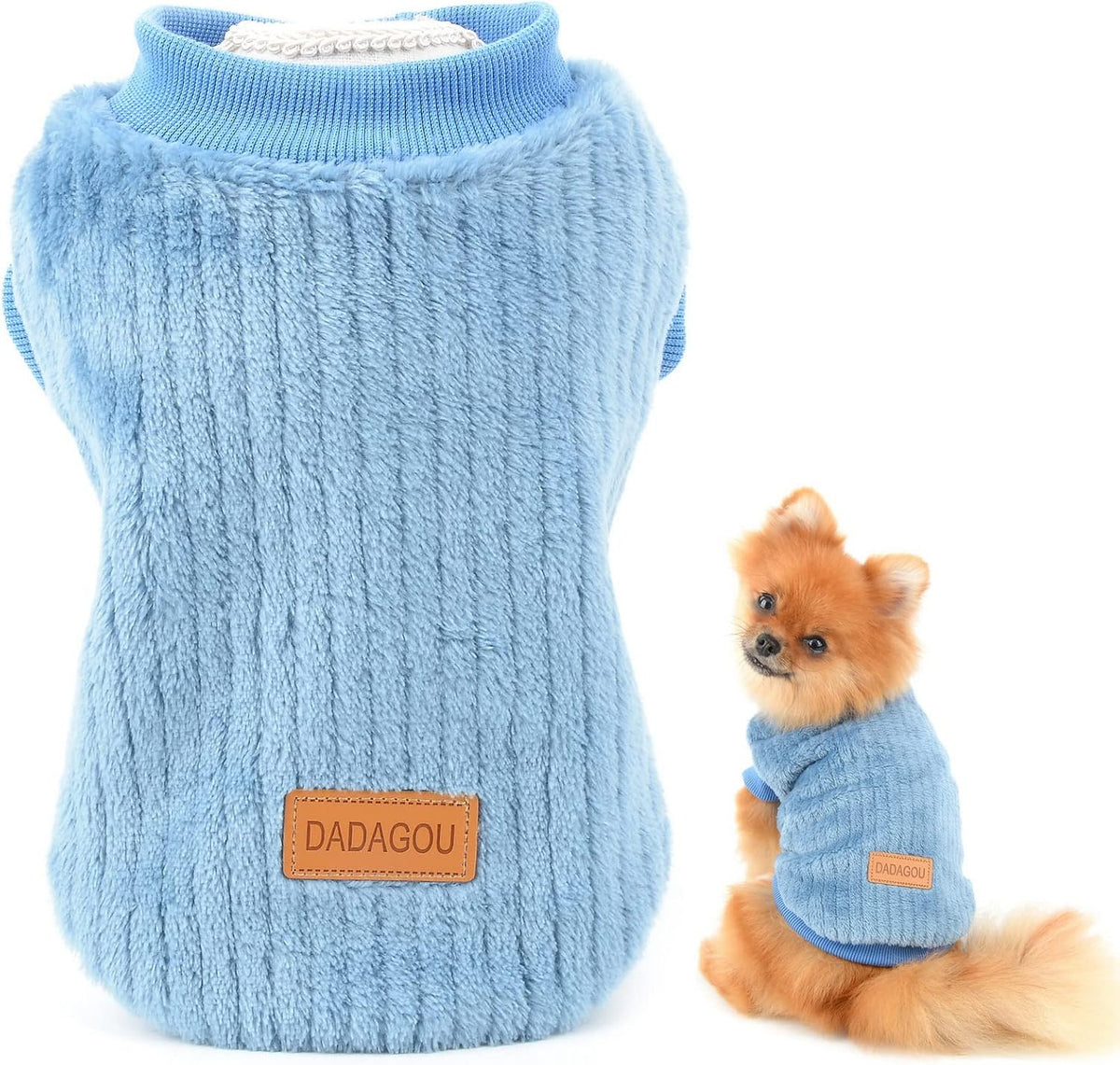 SMALLLEE_LUCKY_STORE Ribbed Fleece Pet Jumper
