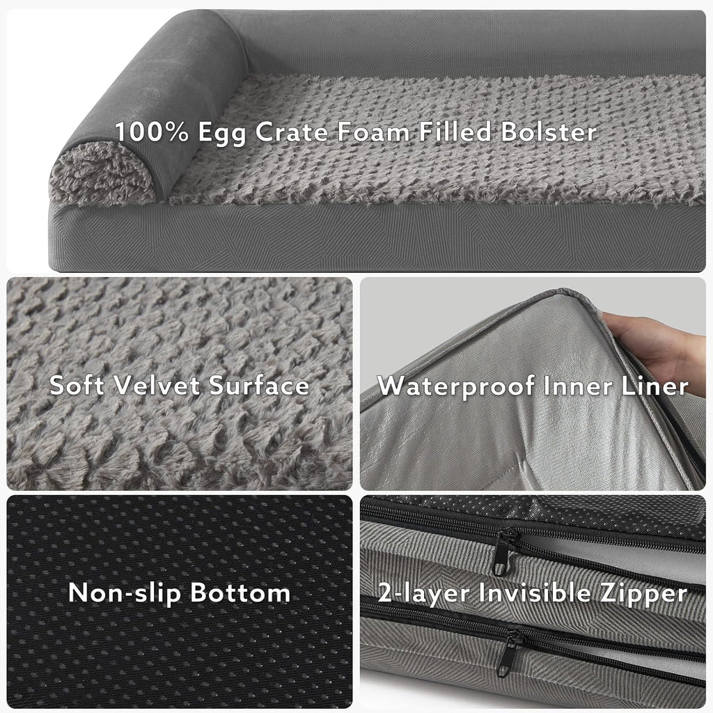 FURTIME Foam Dog Sofa Bed with U-Shaped Bolster