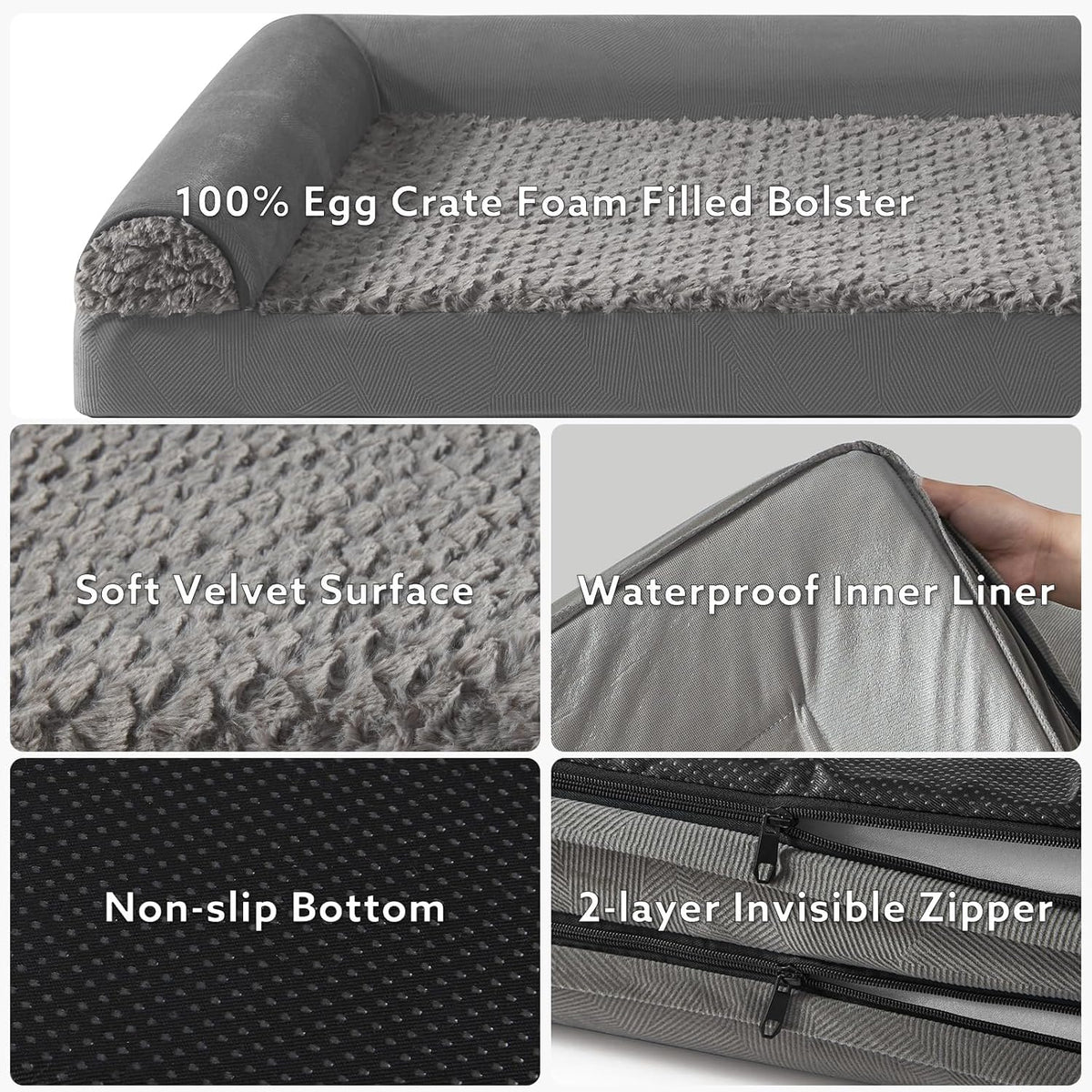 FURTIME Foam Dog Sofa Bed with U-Shaped Bolster
