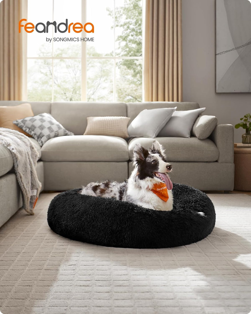 Feandrea Plush Donut Pet Bed with Centre Cushion