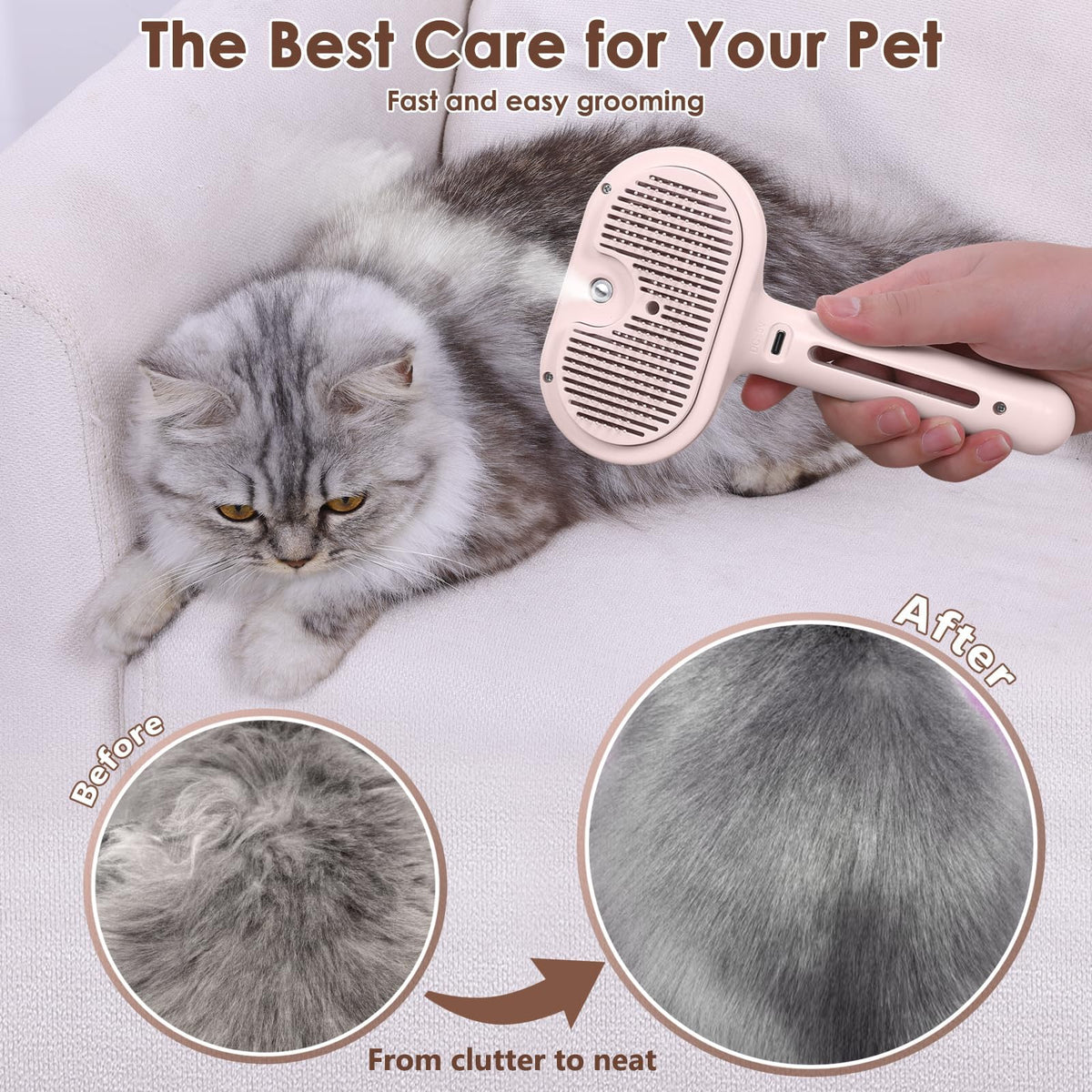 CIBKJ Pet Grooming Brush with Water Spray