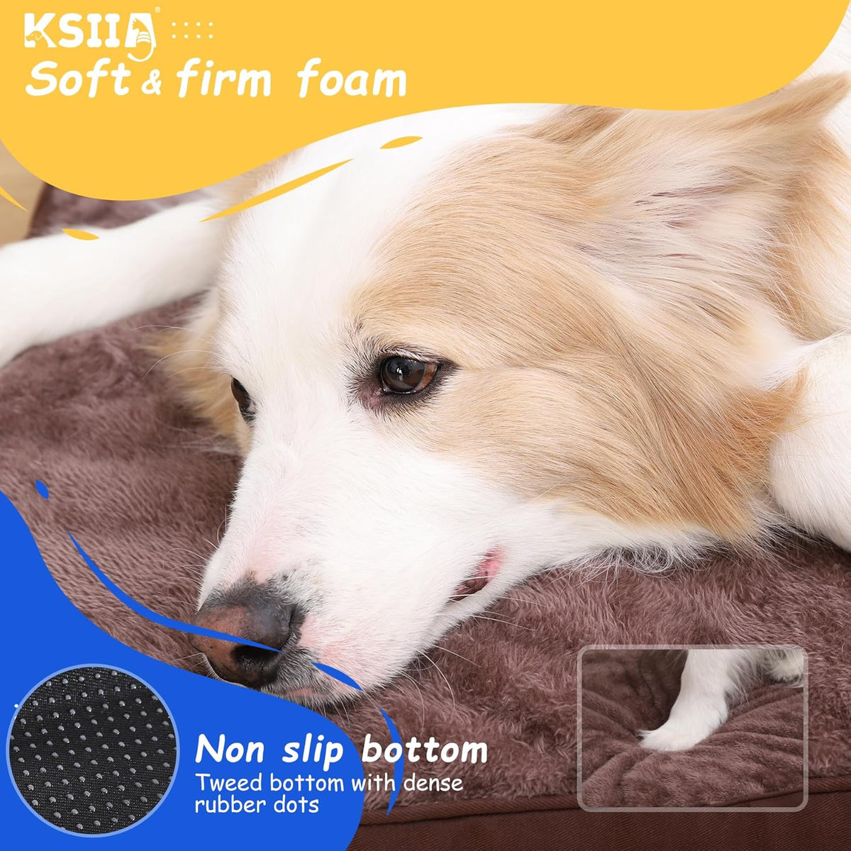 KSIIA Foam Dog Crate Bed with Removable Cover
