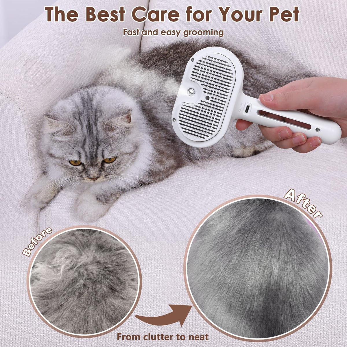 CIBKJ Pet Grooming Brush with Water Spray