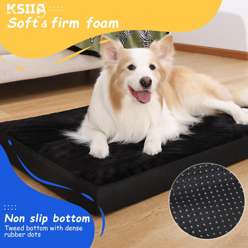 KSIIA Foam Dog Crate Bed with Removable Cover