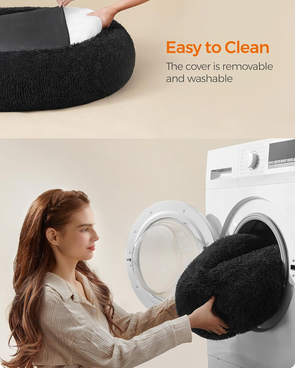 Feandrea Plush Donut Pet Bed
