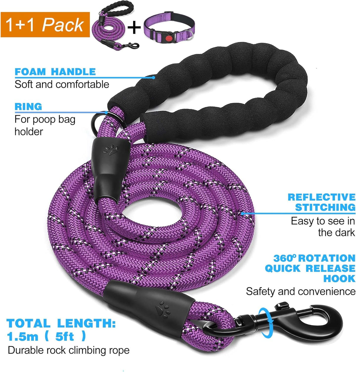 haapaw Reflective Dog Collar with Neoprene Padding