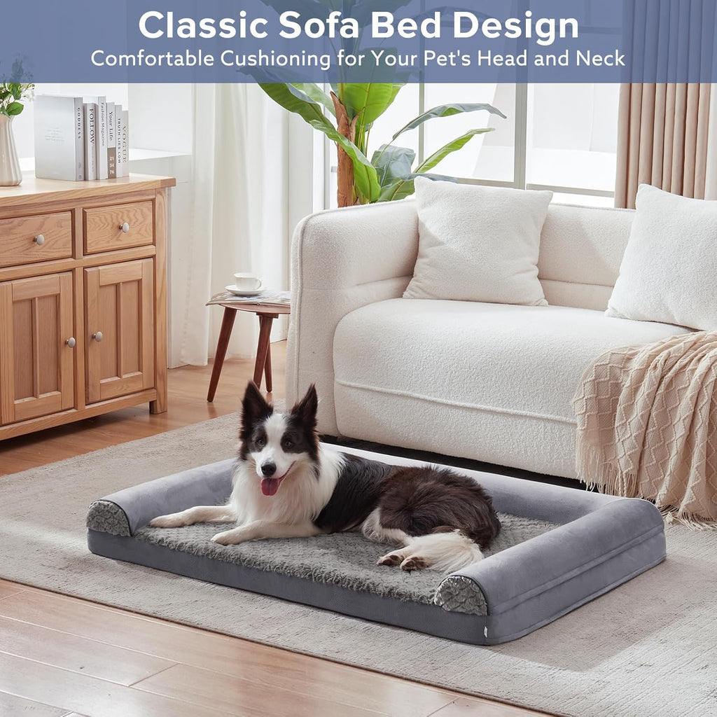 FURTIME Foam Dog Sofa Bed with U-Shaped Bolster