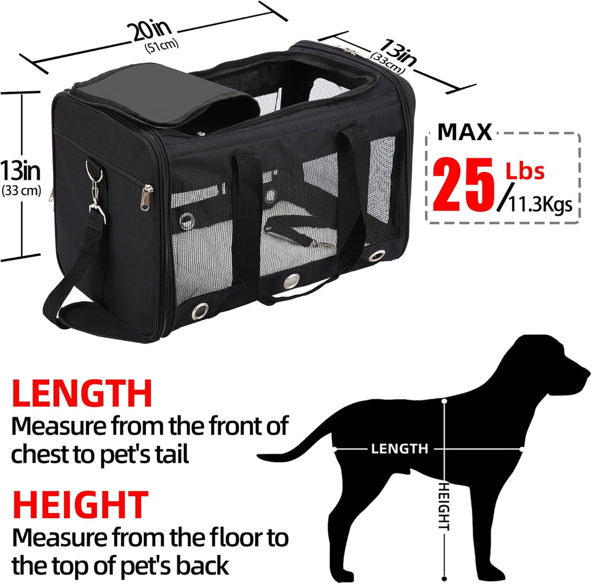 Dycietx Foldable Soft-Sided Pet Carrier
