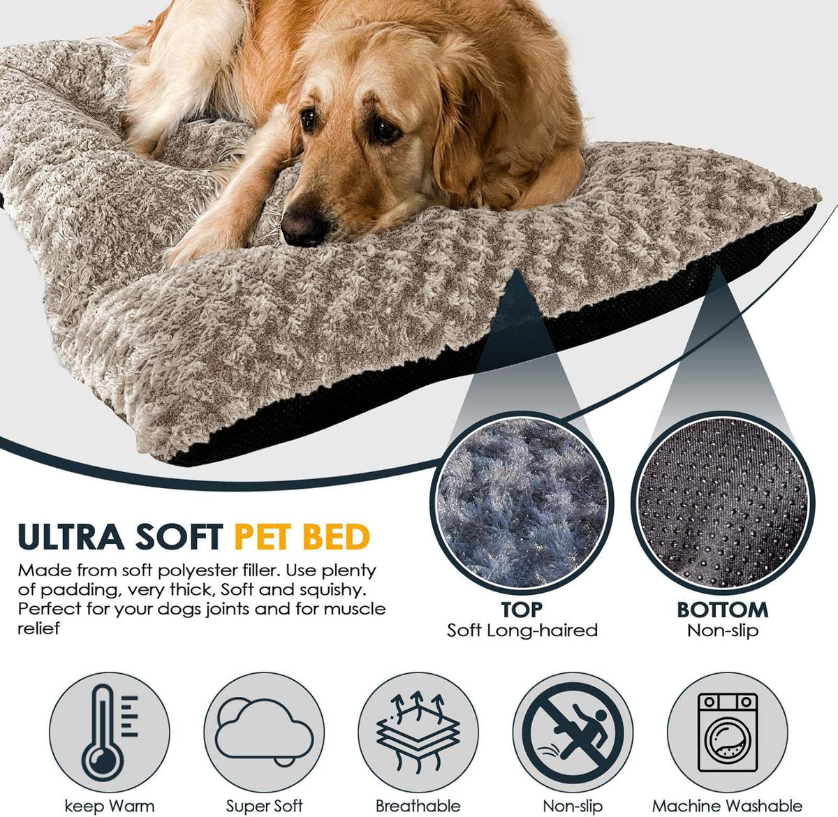 Victoria & Carter Rectangular Dog Bed, 102 x 70 cm