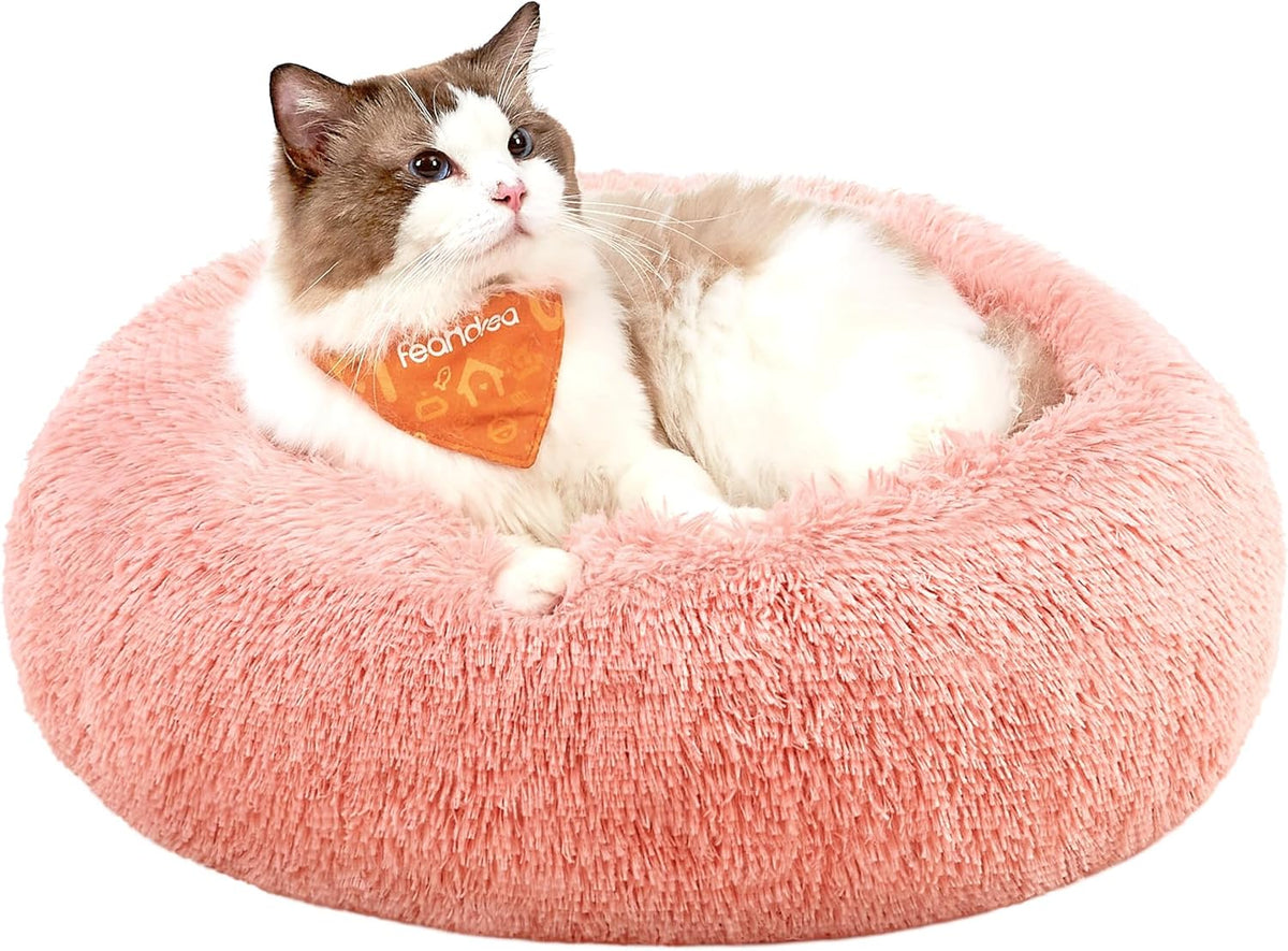 Feandrea Plush Donut Pet Bed with Centre Cushion