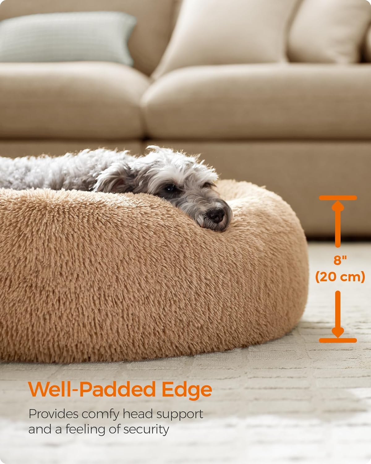 Feandrea Plush Donut Pet Bed with Centre Cushion