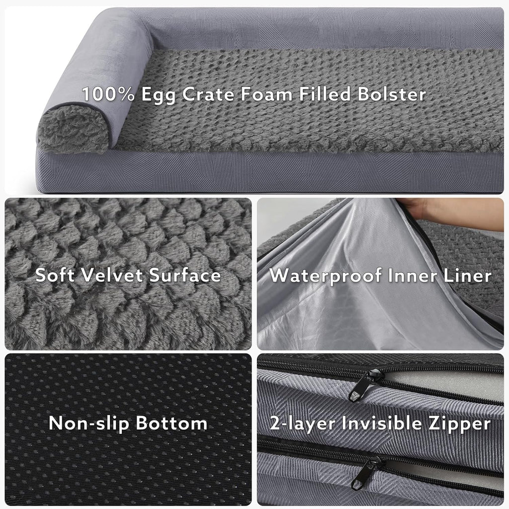 FURTIME Foam Dog Sofa Bed with U-Shaped Bolster
