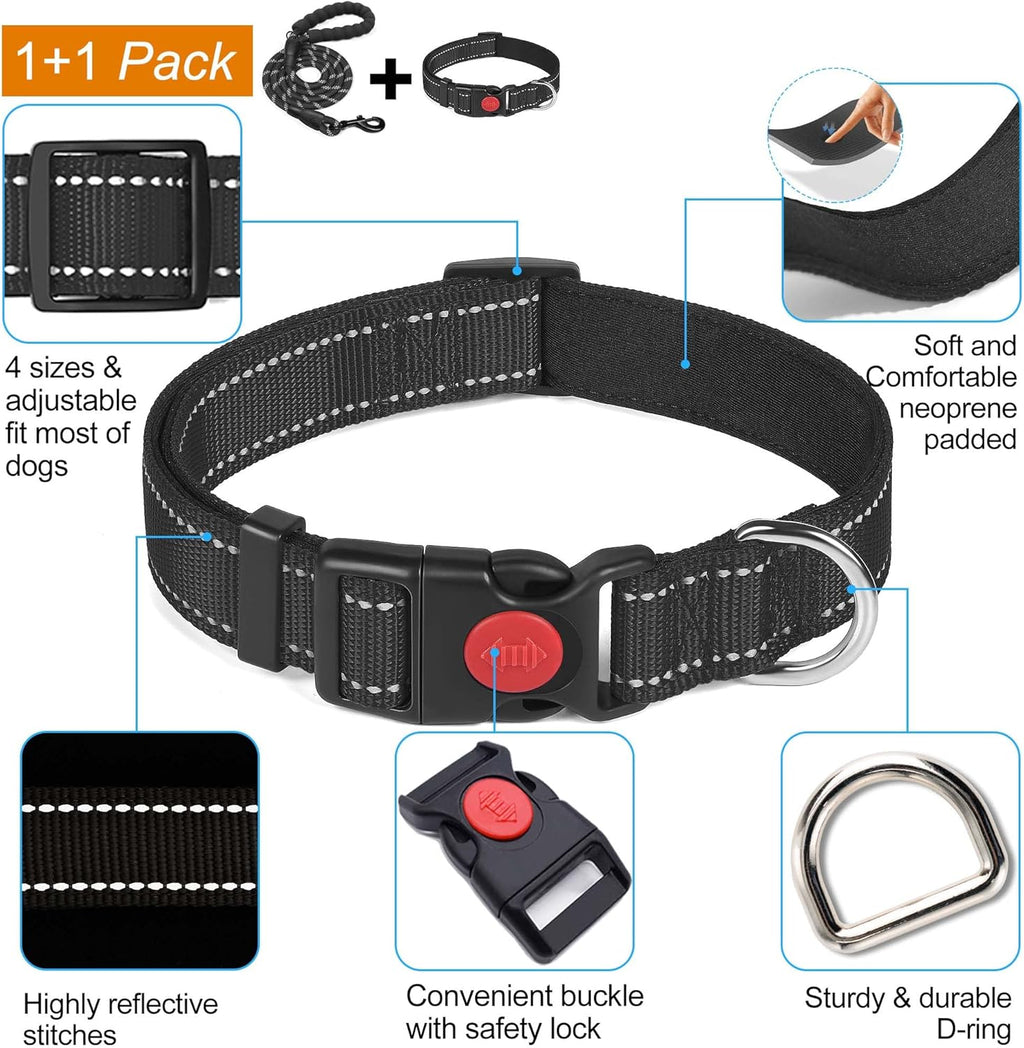 haapaw Reflective Dog Collar with Neoprene Padding