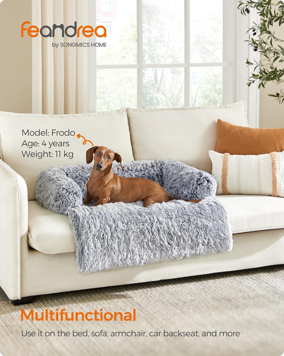 Feandrea FluffyHug Pet Sofa Protector with Bolsters