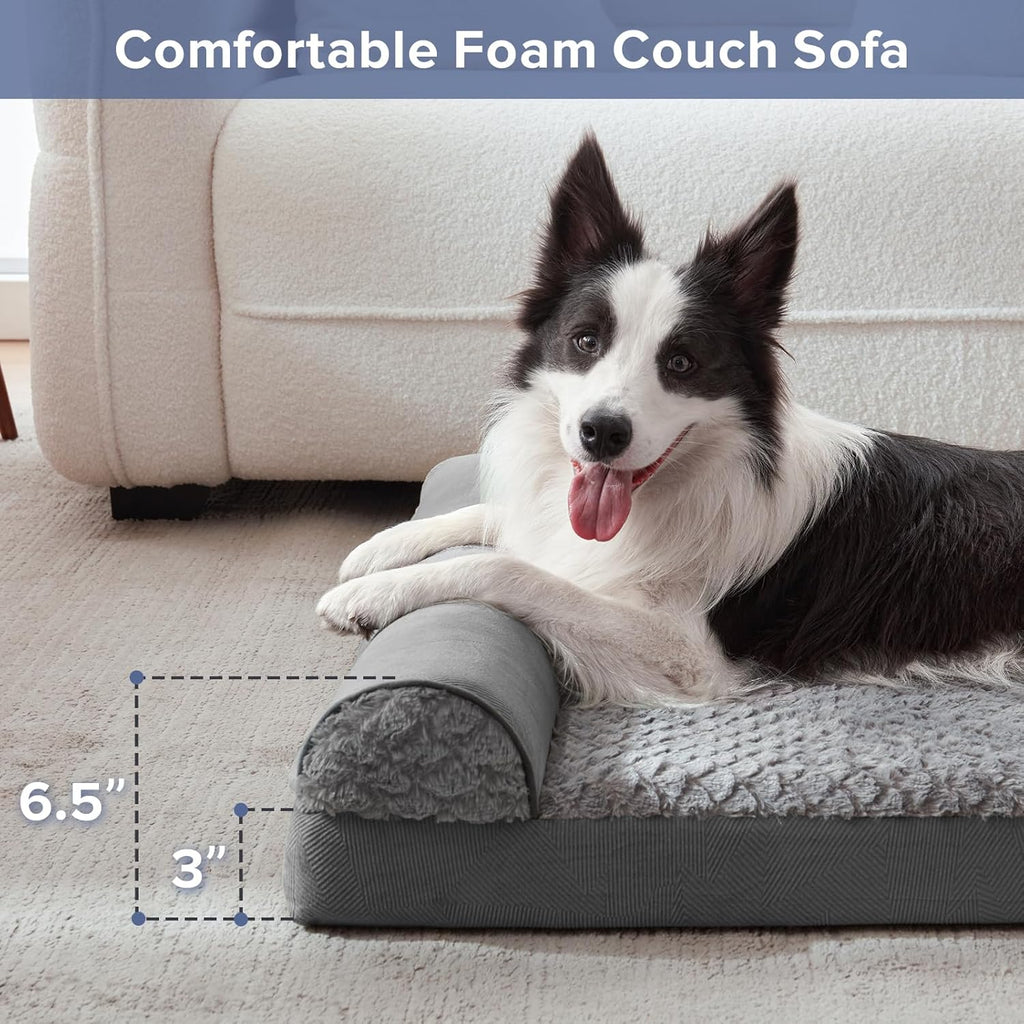 FURTIME Foam Dog Sofa Bed with U-Shaped Bolster