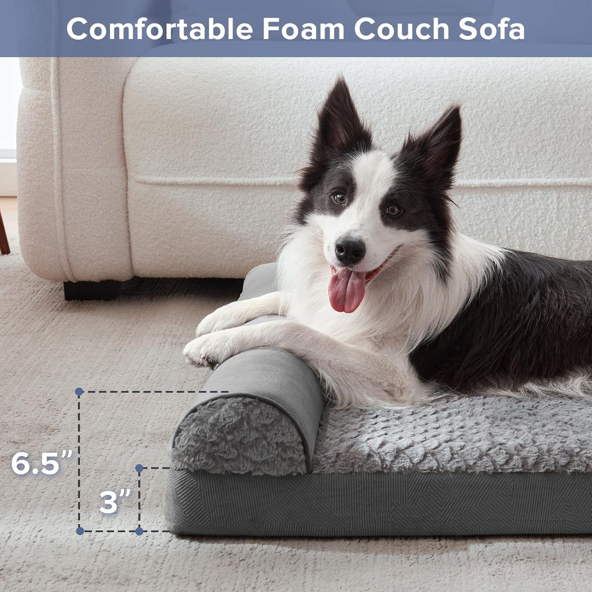 FURTIME Foam Dog Sofa Bed with U-Shaped Bolster