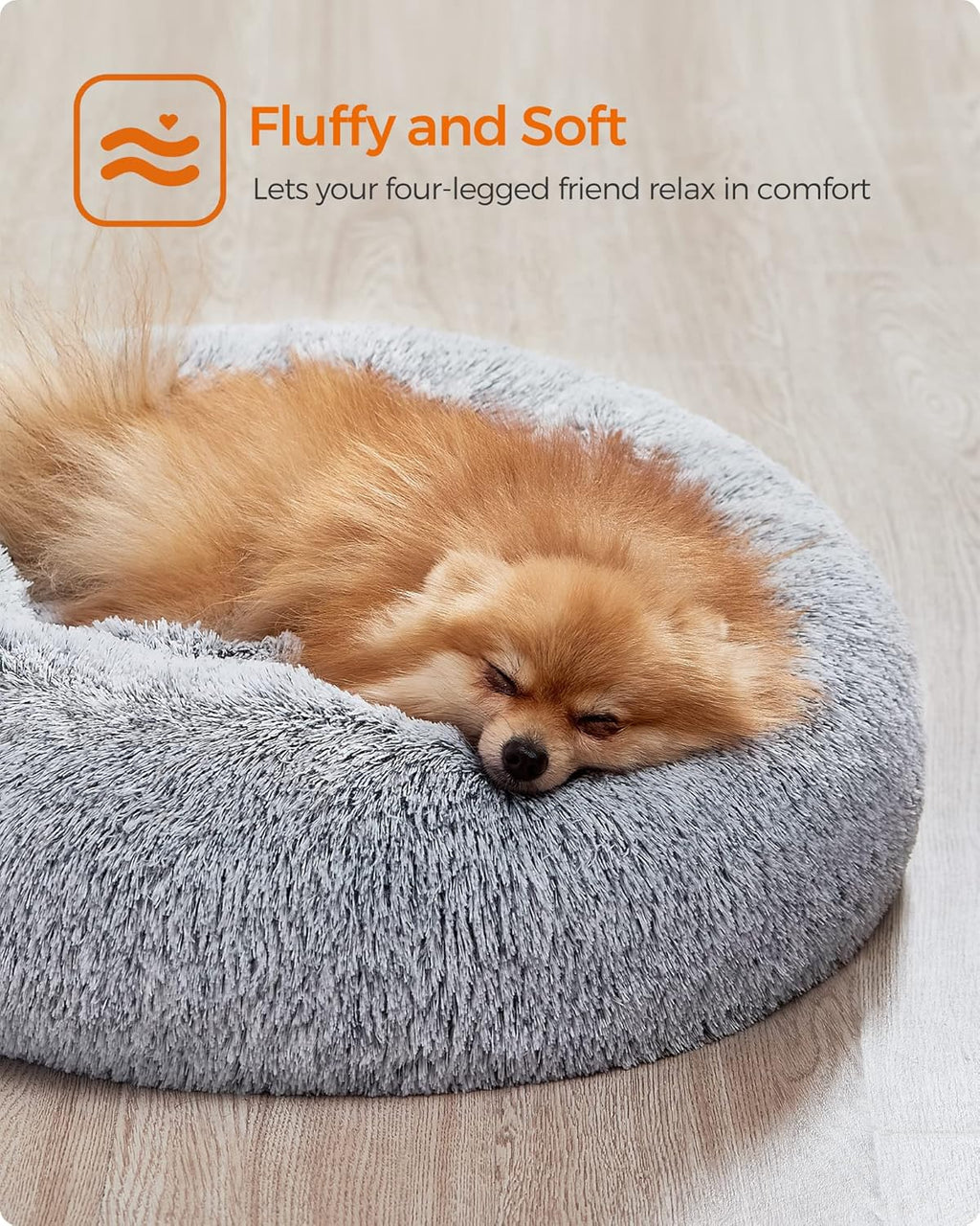 Feandrea Plush Donut Pet Bed with Centre Cushion