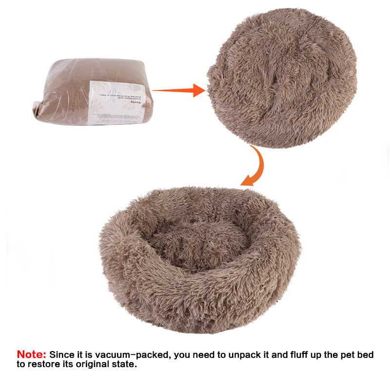 Faux-Fur Donut Bed for Dogs and Cats